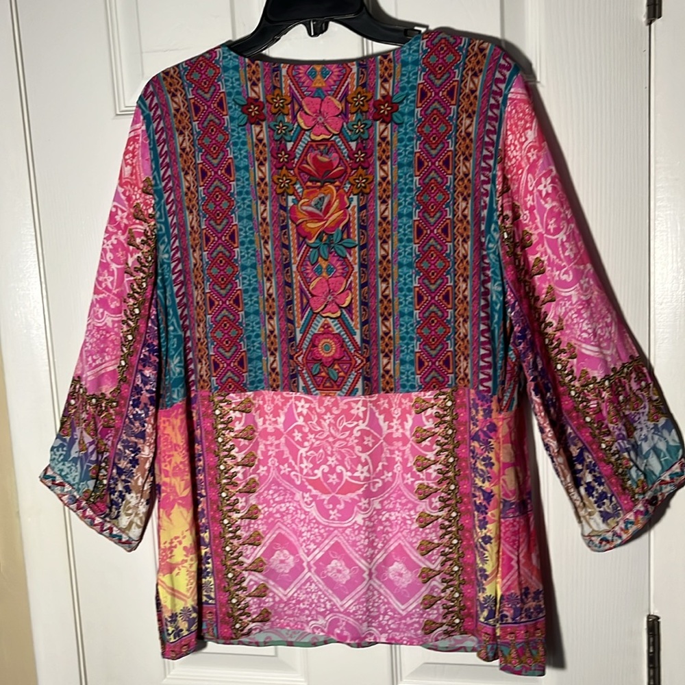 John Mark Bohemian embroidered patchwork floral p… - image 10